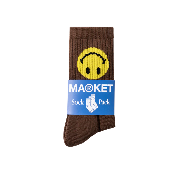 Market Smiley Upside Down Socks - Brown