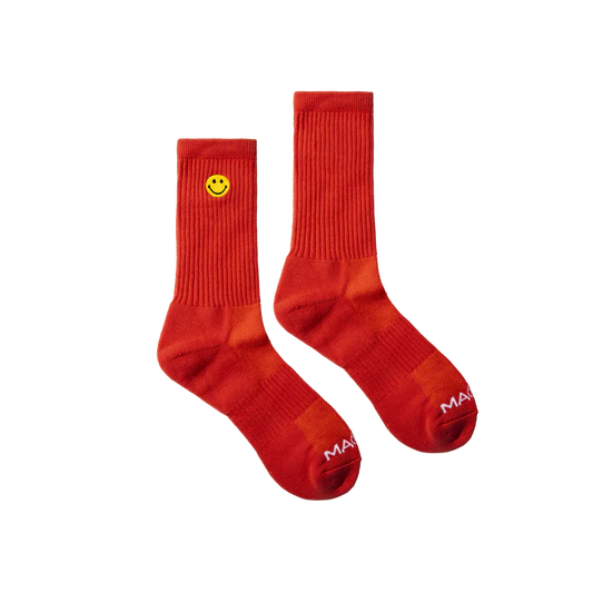 Market Smiley Small Patch Socks - Rush Orange