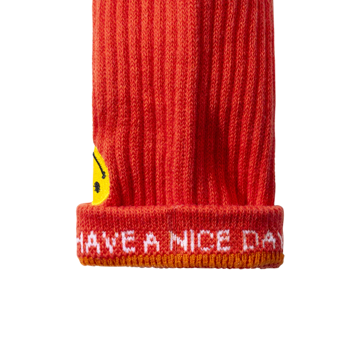 Market Smiley Small Patch Socks - Rush Orange