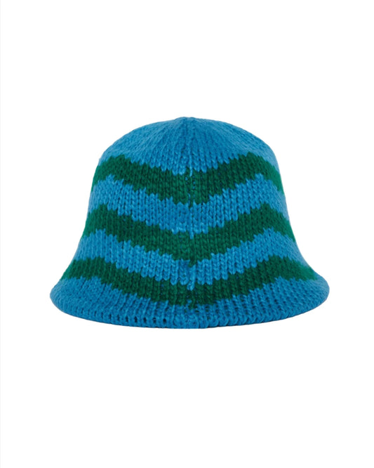 Supervsn Striped Knit Bucket Hat - Blue/Green