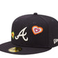 New Era 59Fifty Atlanta Braves Chain Stitch Heart - "Navy"