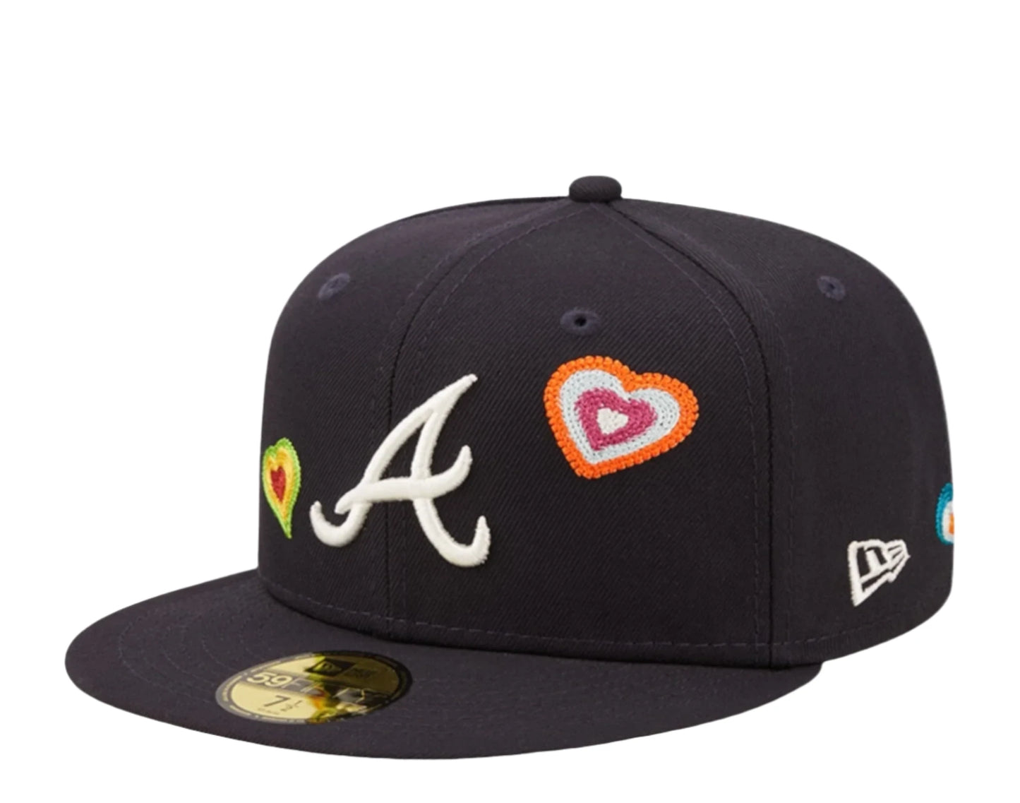 New Era 59Fifty Atlanta Braves Chain Stitch Heart - "Navy"