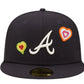 New Era 59Fifty Atlanta Braves Chain Stitch Heart - "Navy"