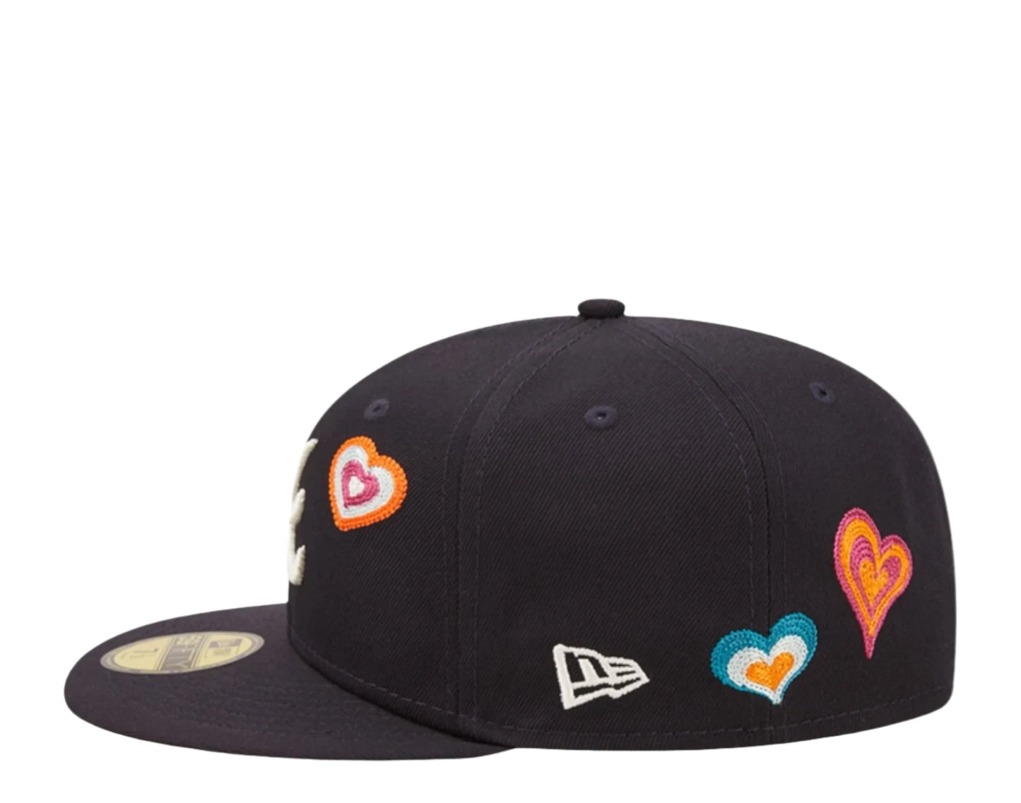 New Era 59Fifty Atlanta Braves Chain Stitch Heart - "Navy"