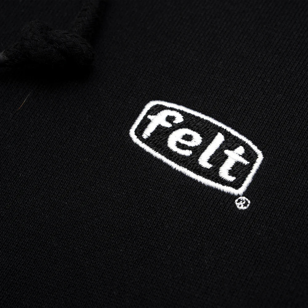 Felt Contrast Stitched Hoodie - Black