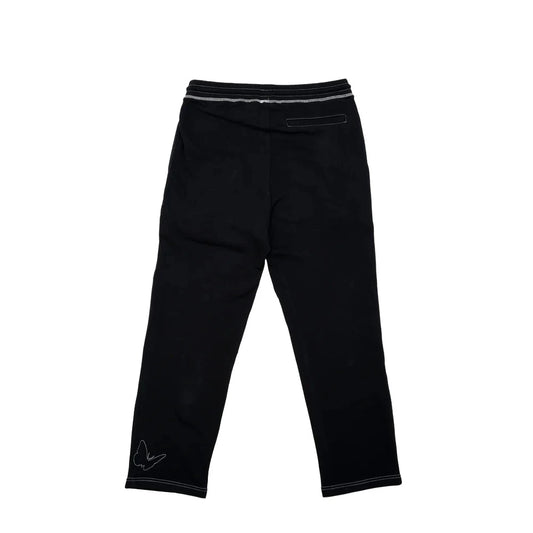 Felt Contrast Stitched Sweatpants - Black