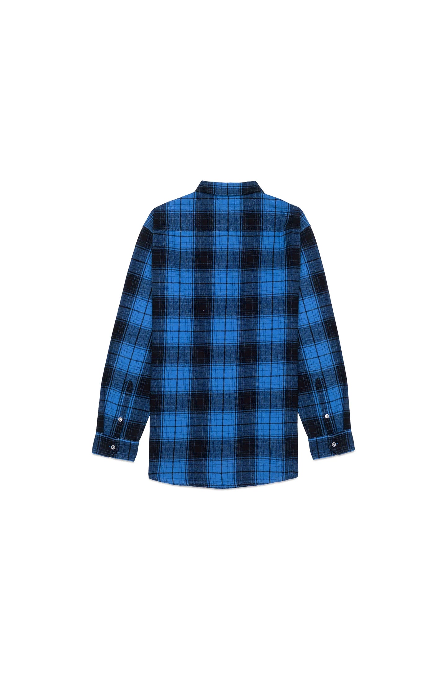 Purple Plaid Flannel LS Shirt - Blue