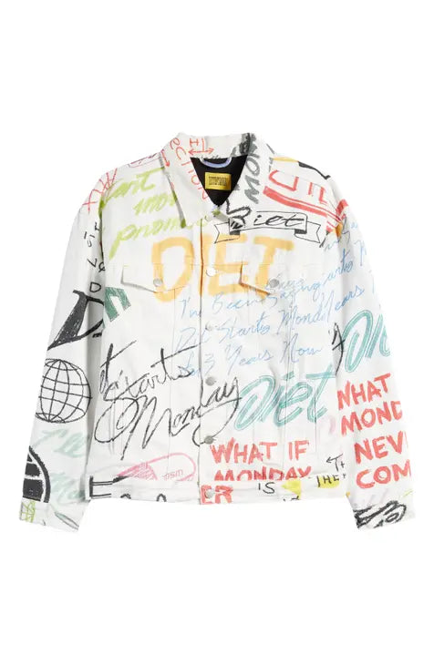 Diet Starts Monday "Scribble" Denim Trucker Jacket - Multi