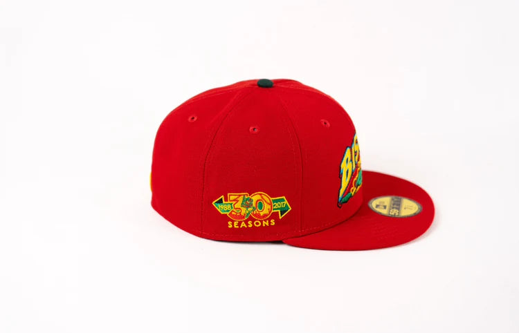 (Final Push) New Era 59Fifty Buffalo Bisons "30 Seasons" Fitted Hat - Scarlet/Gold