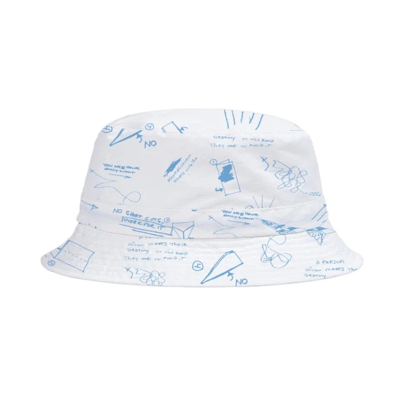 Paper Planes UV Sketch Print Packable Bucket Hat - White/Blue